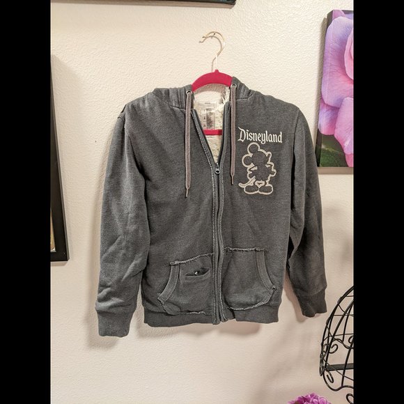 Disney Tops - Disneyland 55th Anniversary Mickey Grey Fleece Lined Hood Jacket Size S